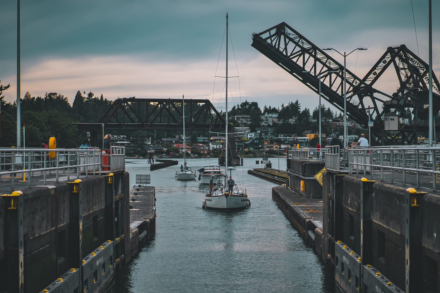 Photo: Sailboat going through Ballard Locks