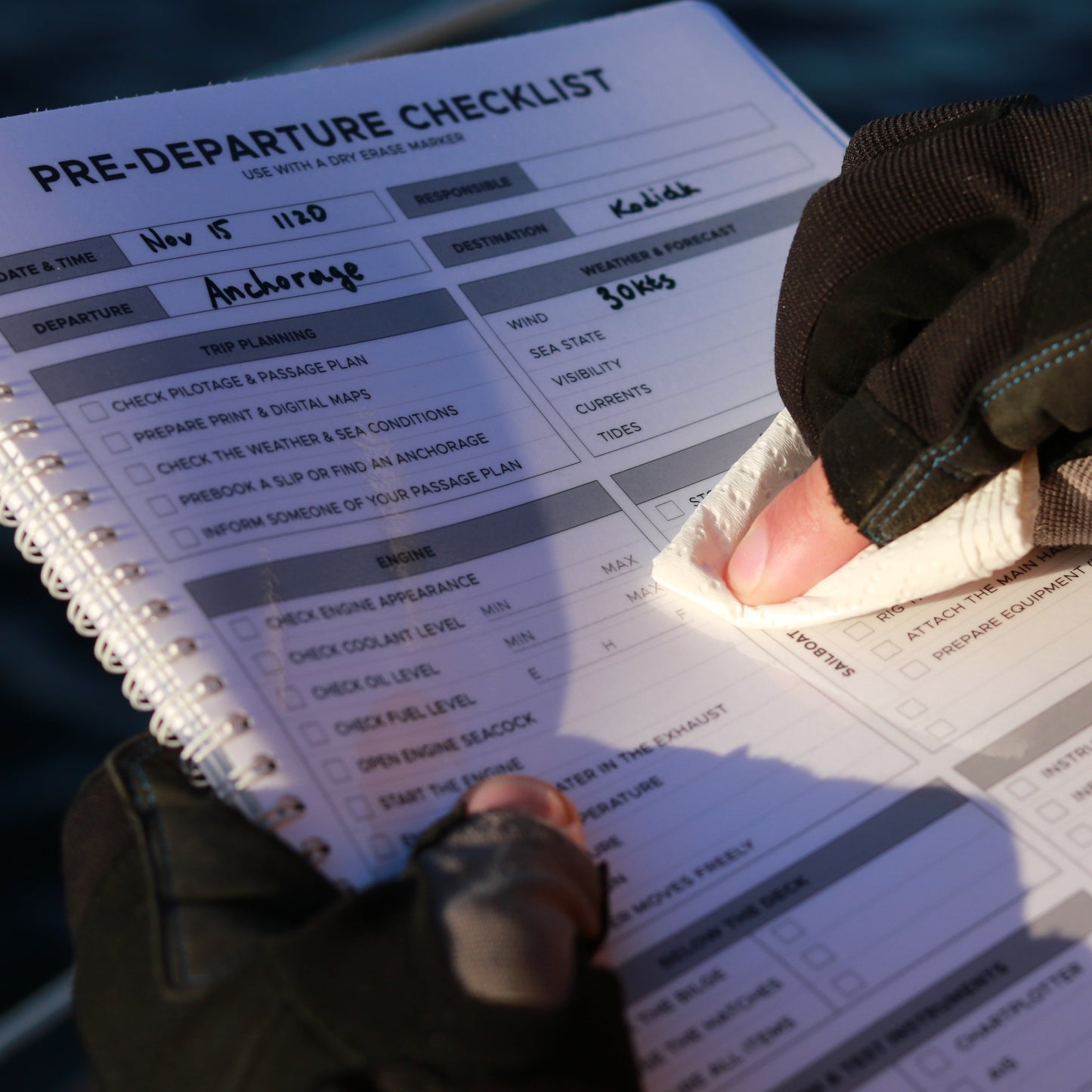 Photo: Reusable sailing pre-departure checklist