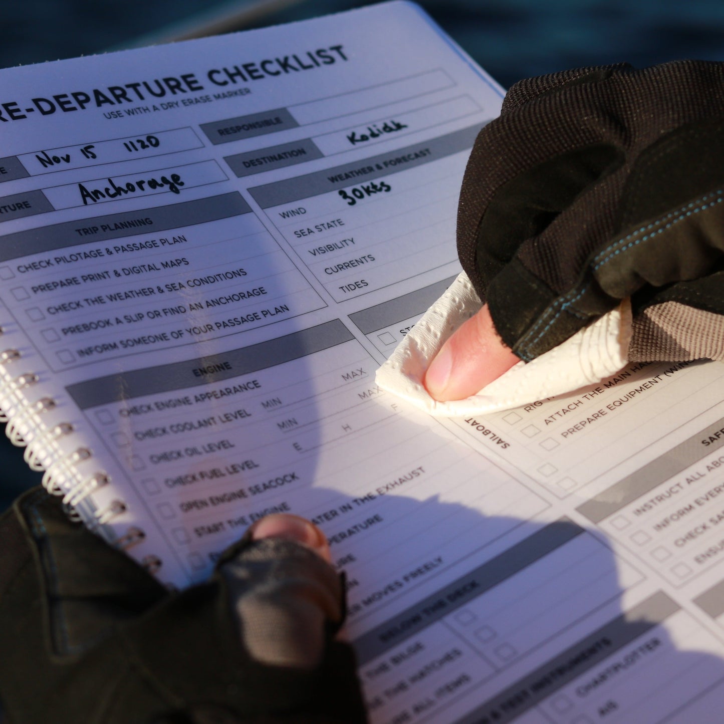 Photo: Reusable sailing pre-departure checklist