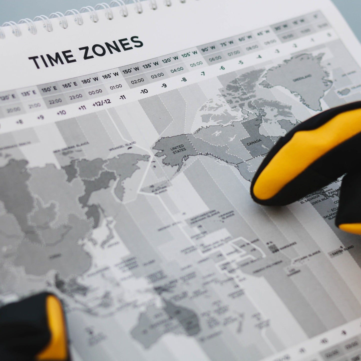 Photo: Time zones printed on waterproof Rite on the Rain paper