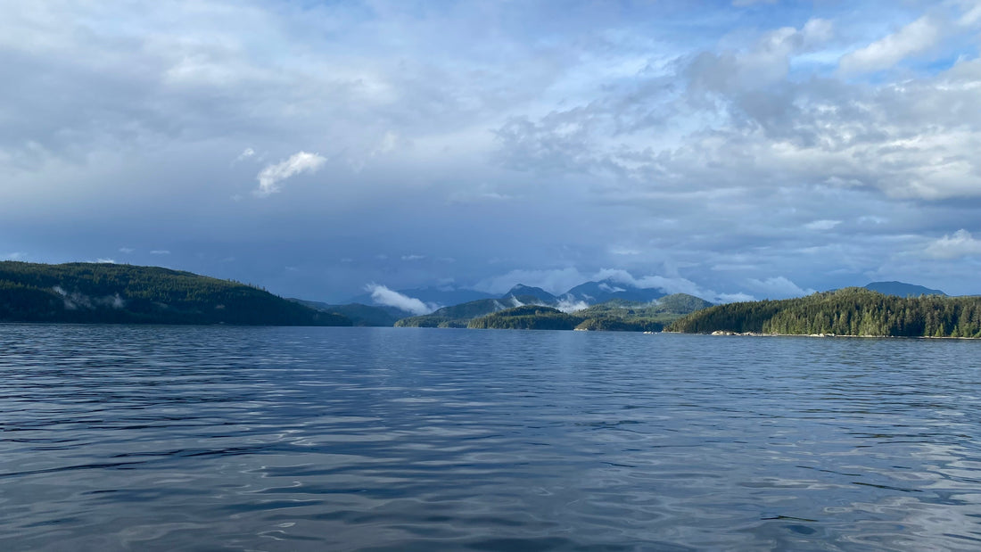 View of Johnstone Strait with a rainbow
