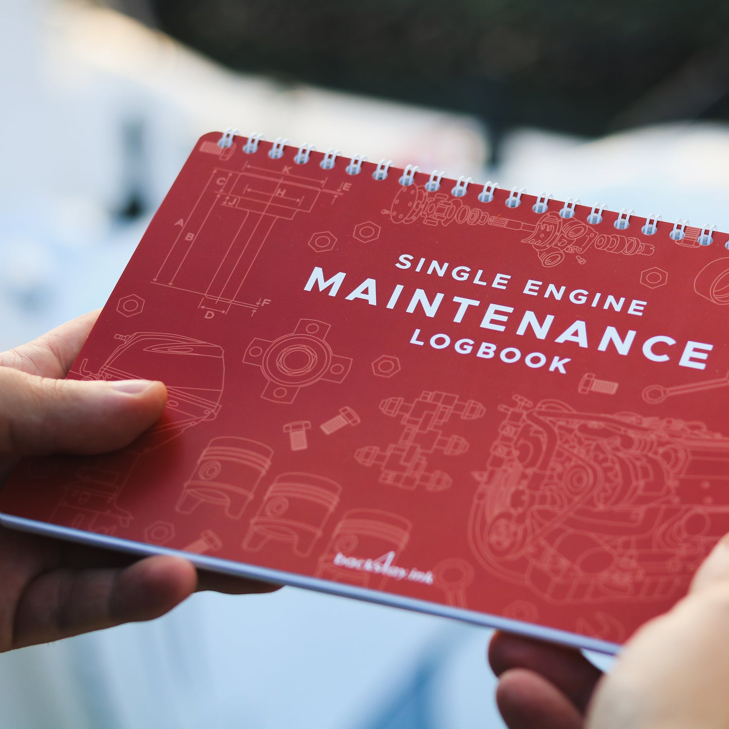 Single Engine Maintenance Logbook cover – waterproof, weatherproof marine engine logbook for boats.