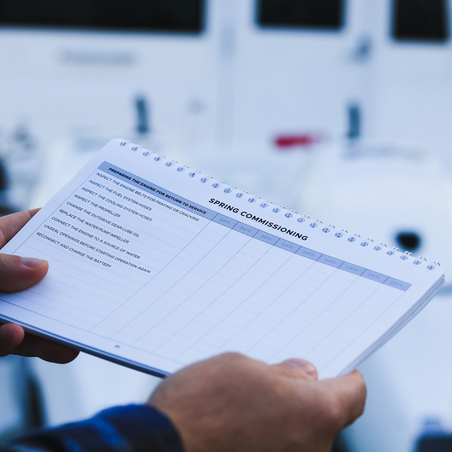 Winterizing and commissioning checklist for single engine boats.