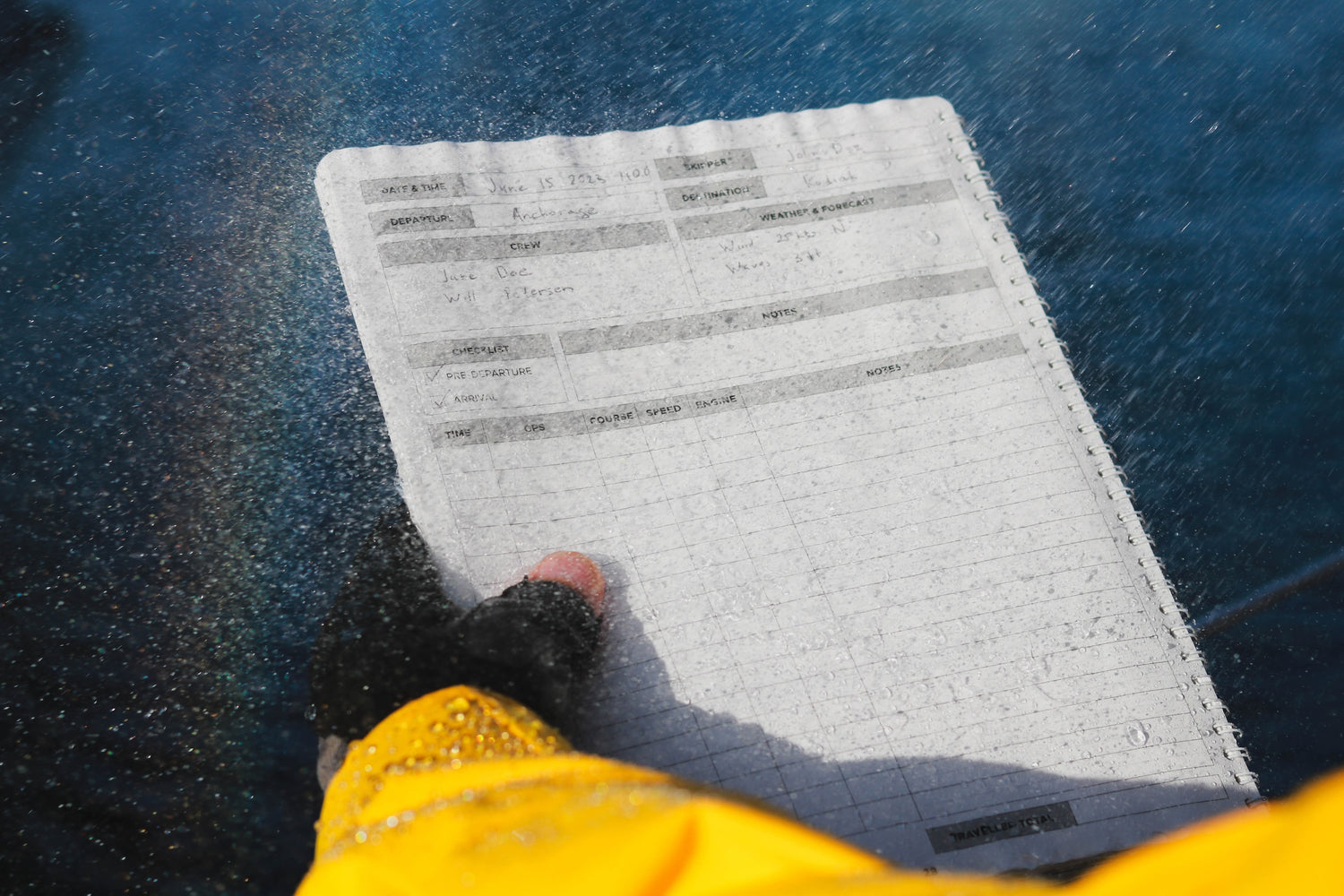 Photo: Waterproof sailing log pages of All-weather Logbook