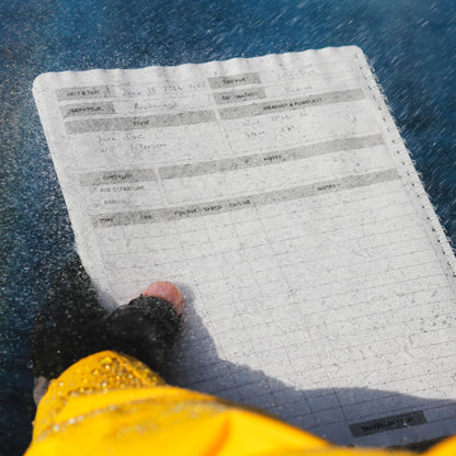 Photo: Waterproof pages of all-weather sailing logbook