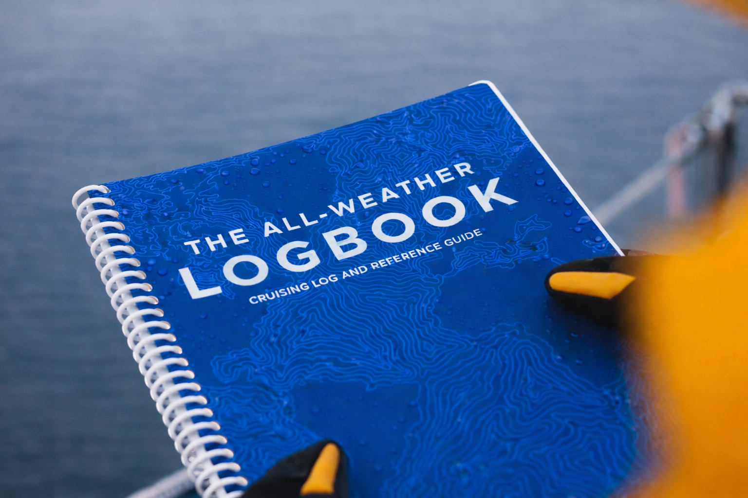 Backstay All-Weather Marine Sailing Logbook with water drops.