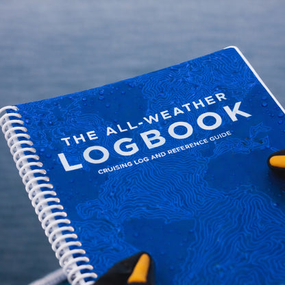 Backstay All-Weather waterproof marine sailing logbook showing waterproof cover.