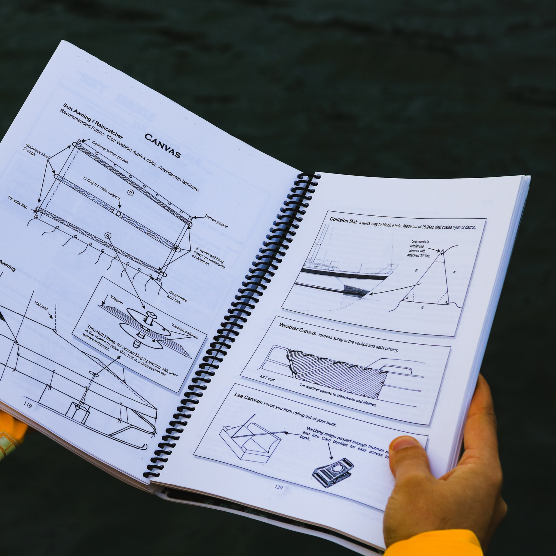 Offshore Cruising Companion open to technical sailboat rigging and canvas diagrams for offshore preparation.