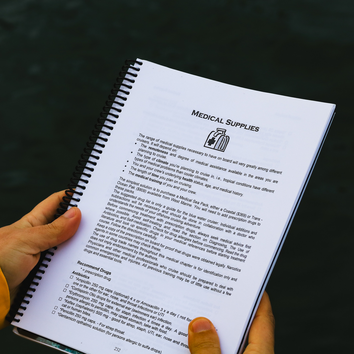 Offshore Cruising Companion open to medical supplies page for offshore sailing preparation.