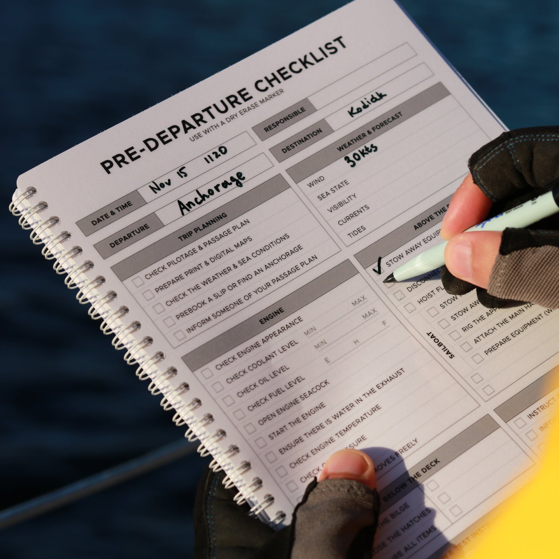 Photo: Reusable sailing pre-departure checklist