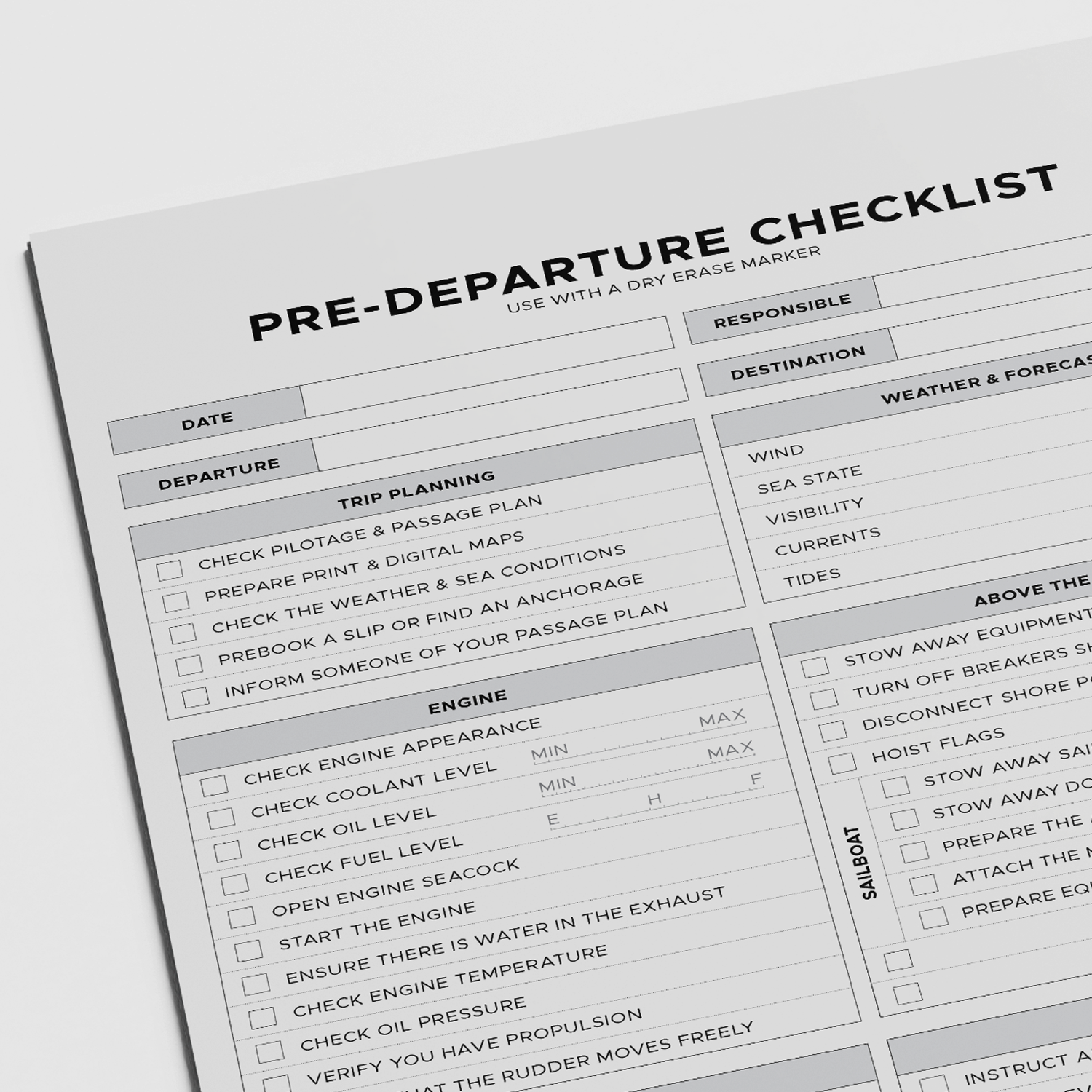 Photo: Reusable sailing checklist for pre-departure
