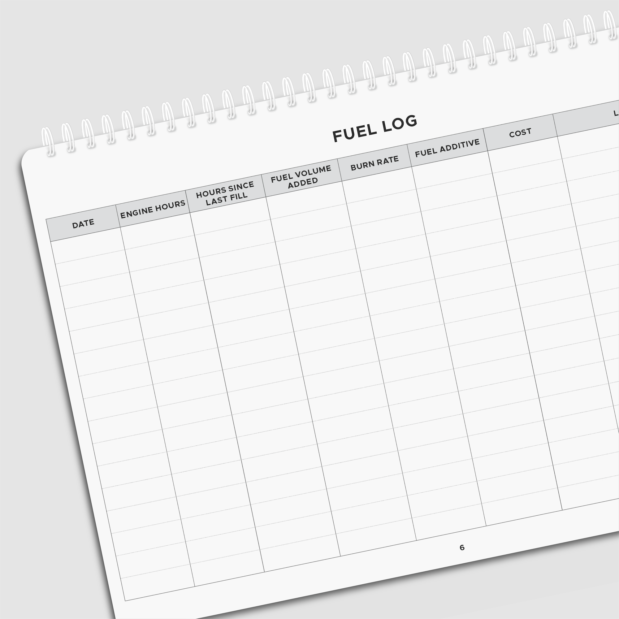 Photo: Single Engine Maintenance Logbook - Fuel Log