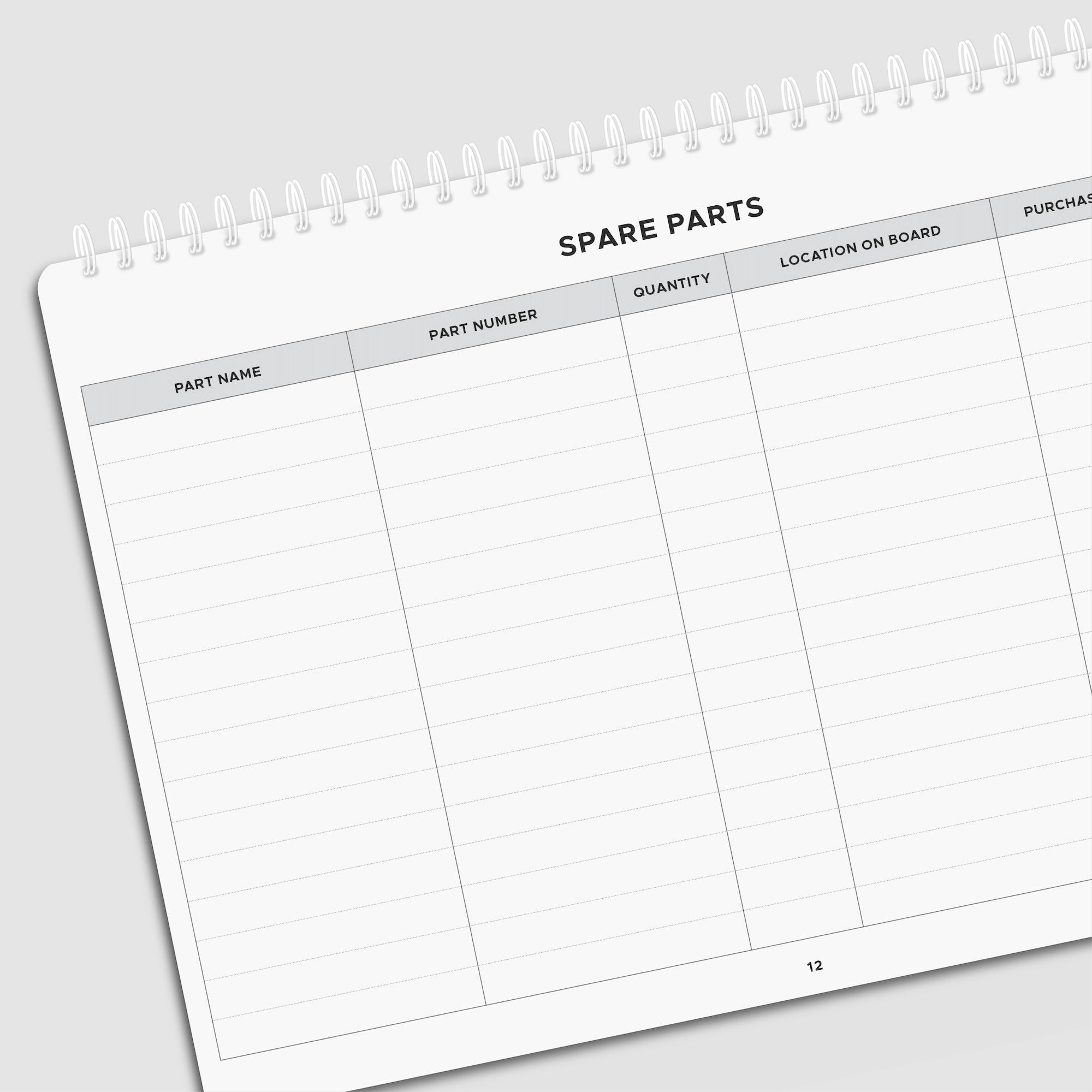 Photo: Single Engine Maintenance Logbook - Spare Parts